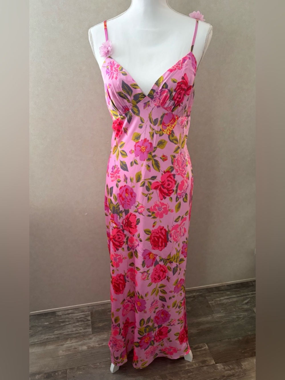 Pink Floral Slip Maxi Dress